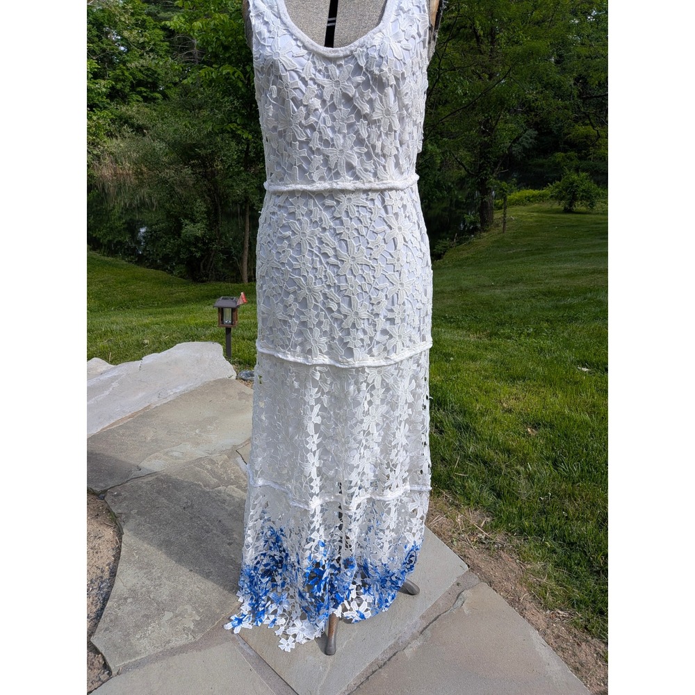 ELIE TAHARI ombre lace Maxi Dress Gown beach bridal resort elevated boho size 8
